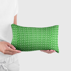 Подушка с принтом Белые плюсики на зелёном фоне для любого человека, вид спереди №2. Цвет основы: белый