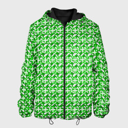 Белые плюсики на зелёном фоне – Мужская куртка 3D с принтом купить со скидкой в -10%