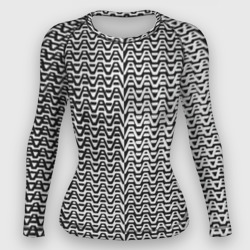 Чёрно-белые волнистые линии – Женский рашгард 3D с принтом купить