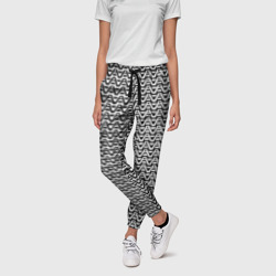 Чёрно-белые волнистые линии – Женские брюки 3D с принтом купить