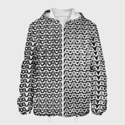 Чёрно-белые волнистые линии – Мужская куртка 3D с принтом купить со скидкой в -10%