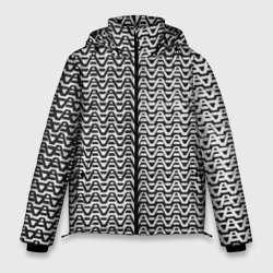 Чёрно-белые волнистые линии – Мужская зимняя куртка 3D с принтом купить