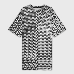 Чёрно-белые волнистые линии – Платье-футболка 3D с принтом купить