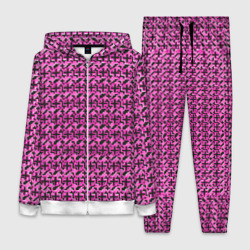 Чёрные плюсики на розовом фоне – Женский костюм 3D с принтом купить со скидкой в -21%