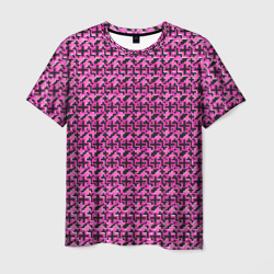 Чёрные плюсики на розовом фоне – Мужская футболка 3D с принтом купить со скидкой в -26%