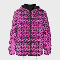 Чёрные плюсики на розовом фоне – Мужская куртка 3D с принтом купить со скидкой в -10%