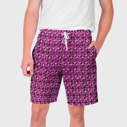Чёрные плюсики на розовом фоне – Мужские шорты 3D с принтом купить
