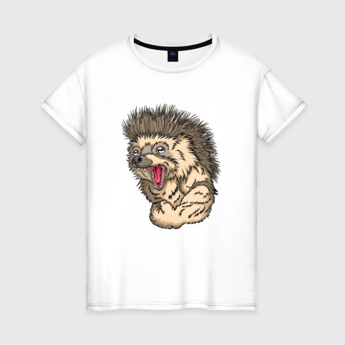 Женская футболка из хлопка с принтом Hedgehog, вид спереди №1