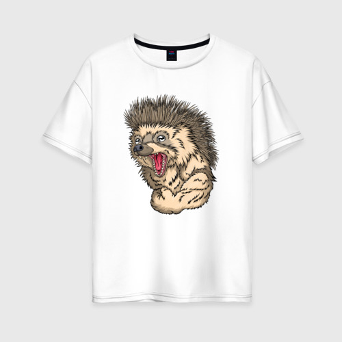 Женская футболка из хлопка оверсайз с принтом Hedgehog, вид спереди №1