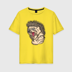 Hedgehog – Женская футболка хлопок Oversize с принтом купить со скидкой в -16%