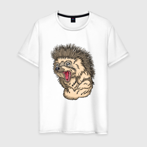 Мужская футболка из хлопка с принтом Hedgehog, вид спереди №1