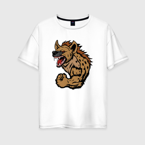 Женская футболка из хлопка оверсайз с принтом Hyena, вид спереди №1