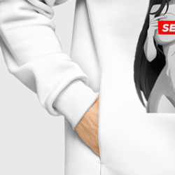 Худи с принтом Ахегао senpai nudity для женщины, вид на модели спереди №6. Цвет основы: белый