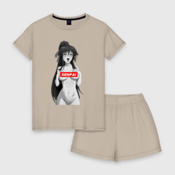 Женская пижама с шортиками хлопок Ахегао senpai nudity