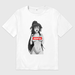 Женская футболка хлопок Oversize Ахегао senpai nudity