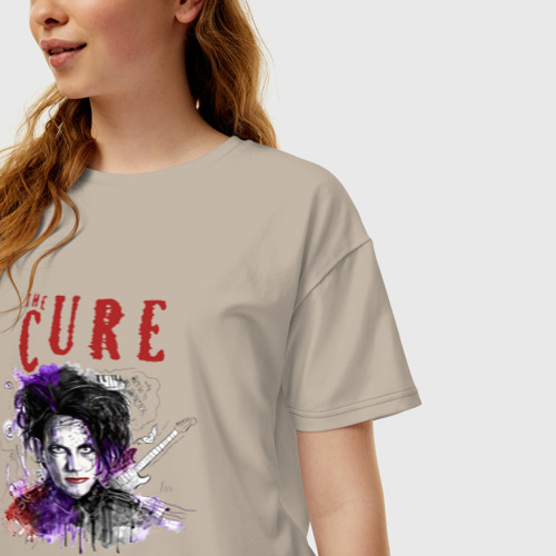 Женская футболка хлопок Oversize с принтом The Cure - Robert Smith portrait, фото на моделе #1
