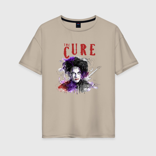 Женская футболка хлопок Oversize с принтом The Cure - Robert Smith portrait, вид спереди #2