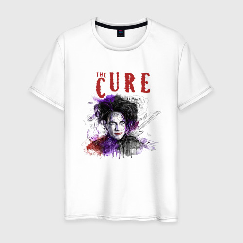 Мужская футболка из хлопка с принтом The Cure - Robert Smith portrait, вид спереди №1