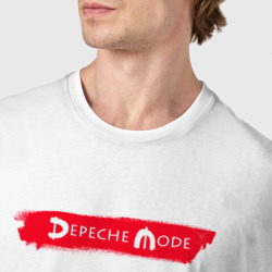 Футболка с принтом Depeche Mode - Dave Gahan cover me для мужчины, вид на модели спереди №4. Цвет основы: белый