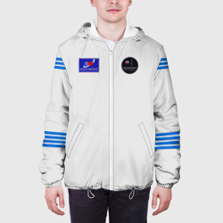 Куртка с принтом Скафандр 03-М для мужчины, вид на модели спереди №3. Цвет основы: белый