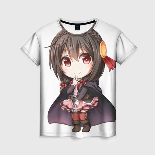 Женская футболка 3D с принтом Konosuba Юн-юн чибик, вид спереди #2