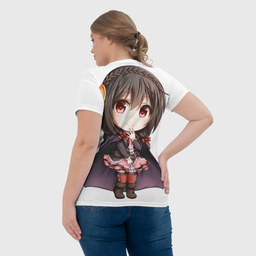 Женская футболка 3D с принтом Konosuba Юн-юн чибик, вид сзади #2