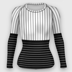 Полосатый чёрно-белый – Женский рашгард 3D с принтом купить