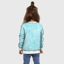 Свитшот с принтом Светлый бело-голубой текстура для ребенка, вид на модели сзади №4. Цвет основы: белый