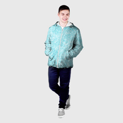 Куртка с принтом Светлый бело-голубой текстура для мужчины, вид на модели спереди №2. Цвет основы: белый