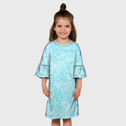 Платье с принтом Светлый бело-голубой текстура для ребенка, вид на модели спереди №3. Цвет основы: белый