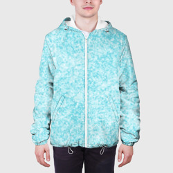 Куртка с принтом Светлый бело-голубой текстура для мужчины, вид на модели спереди №3. Цвет основы: белый