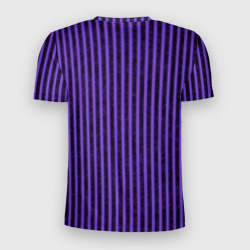 Футболка с принтом Полосатый яркий фиолетовый для мужчины, вид сзади №1. Цвет основы: белый