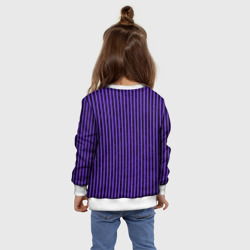 Свитшот с принтом Полосатый яркий фиолетовый для ребенка, вид на модели сзади №4. Цвет основы: белый