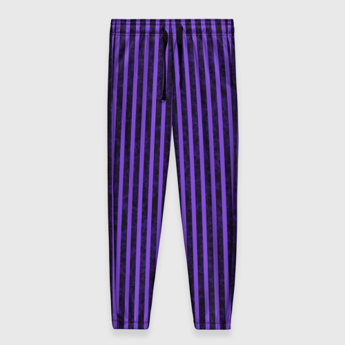 Женские брюки с принтом Полосатый яркий фиолетовый, вид спереди №1