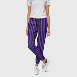 Полосатый яркий фиолетовый – Женские брюки 3D с принтом купить