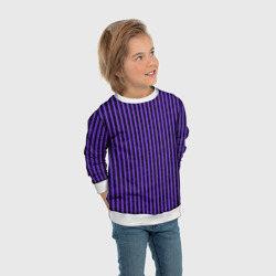 Свитшот с принтом Полосатый яркий фиолетовый для ребенка, вид на модели спереди №3. Цвет основы: белый