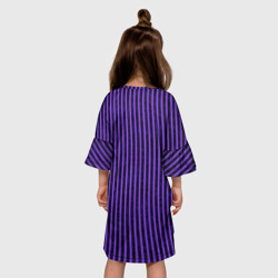 Платье с принтом Полосатый яркий фиолетовый для ребенка, вид на модели сзади №2. Цвет основы: белый