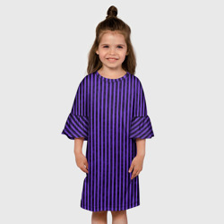 Платье с принтом Полосатый яркий фиолетовый для ребенка, вид на модели спереди №3. Цвет основы: белый