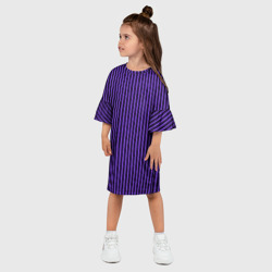 Платье с принтом Полосатый яркий фиолетовый для ребенка, вид на модели спереди №2. Цвет основы: белый
