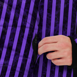 Куртка с принтом Полосатый яркий фиолетовый для мужчины, вид на модели спереди №3. Цвет основы: черный