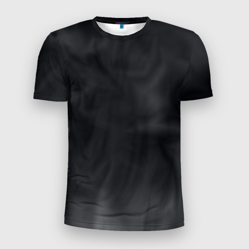 Мужская футболка приталенная с принтом Тёмный серый дымчатый, вид спереди №1