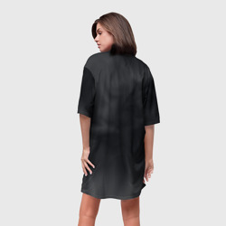 Платье с принтом Тёмный серый дымчатый для женщины, вид на модели сзади №2. Цвет основы: белый