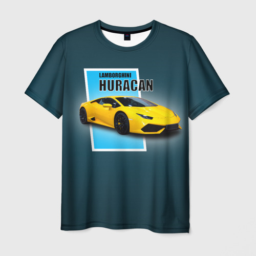 Мужская футболка с принтом Спортивная итальянская машина Lamborghini Huracan, вид спереди №1