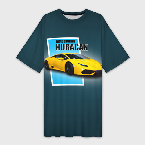 Платье-футболка с принтом Спортивная итальянская машина Lamborghini Huracan, вид спереди №1