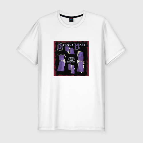 Мужская приталенная футболка из хлопка с принтом Depeche Mode - Песни о вере и преданности, вид спереди №1