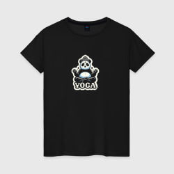 Панда в позе лотоса – Женская футболка хлопок с принтом купить со скидкой в -20%