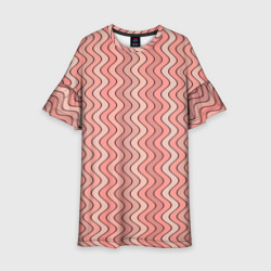 Волнистые линии персиковый – Детское платье 3D с принтом купить