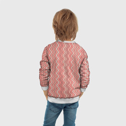 Свитшот с принтом Волнистые линии персиковый для ребенка, вид на модели сзади №3. Цвет основы: белый