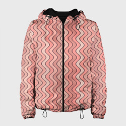 Волнистые линии персиковый – Женская куртка 3D с принтом купить со скидкой в -10%