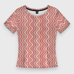 Волнистые линии персиковый – Женская футболка 3D Slim с принтом купить